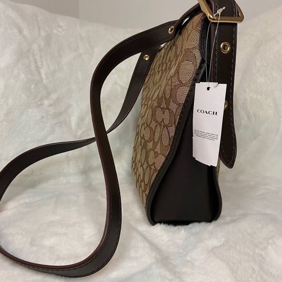 Coach Small Duflette in Signature Jacquard Li/Khaki/Brown Brand New with Tags - Picture 5 of 16